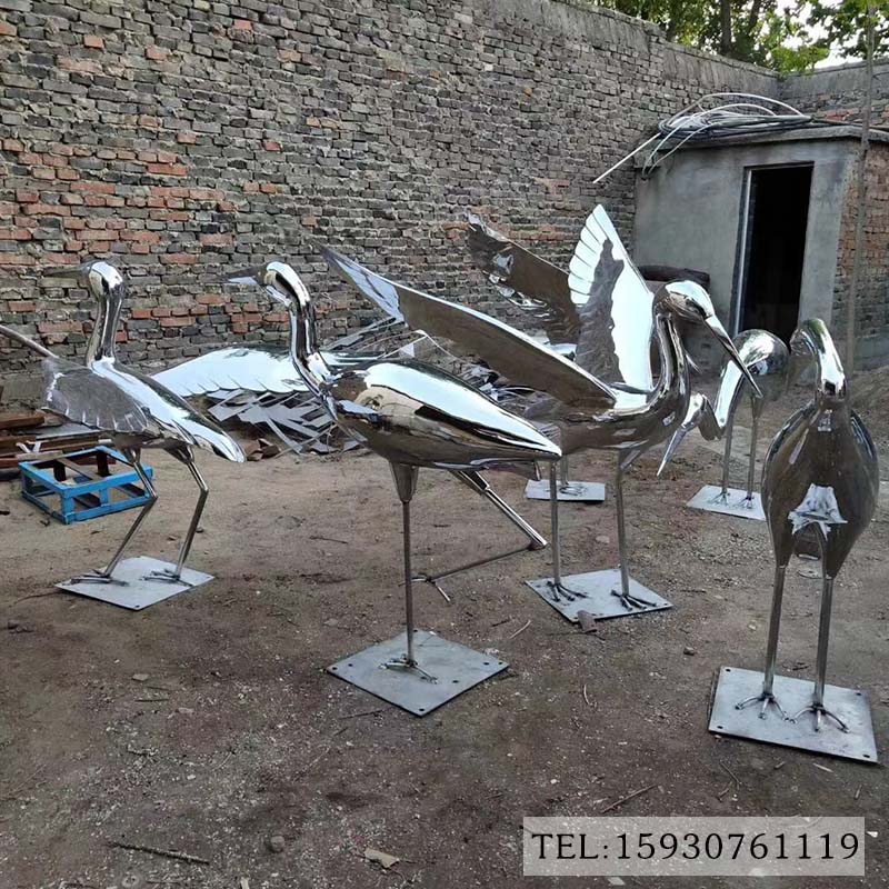不銹鋼動物仙鶴雕塑