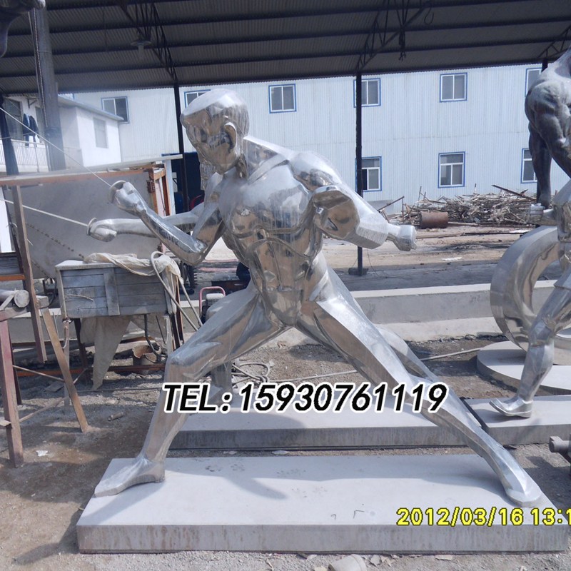 不銹鋼人物雕塑戶外擊劍運動員校園體育運動主題公園雕塑