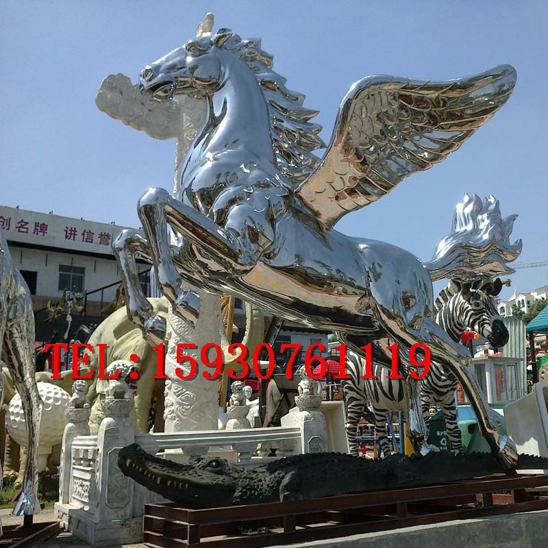 鏡面不銹鋼飛馬雕塑仿真馬大型戶外雕塑新品定制園林廣場景觀裝飾雕像