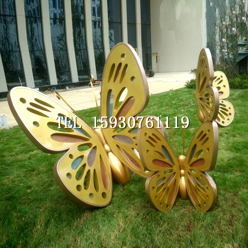不銹鋼仿銅蝴蝶雕塑戶外廣場城市雕塑擺件
