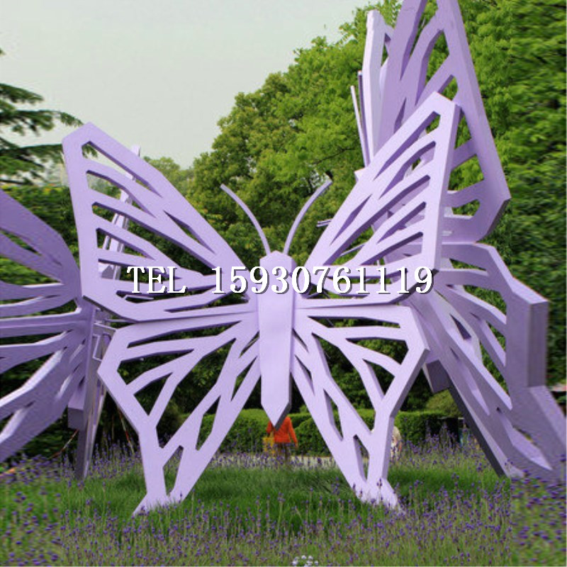 大型不銹鋼彩繪蝴蝶雕塑廣場擺件